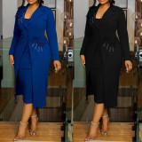 Pearl hot stamping diamond wrapped hip skirt suit jacket with inner strap two-piece set