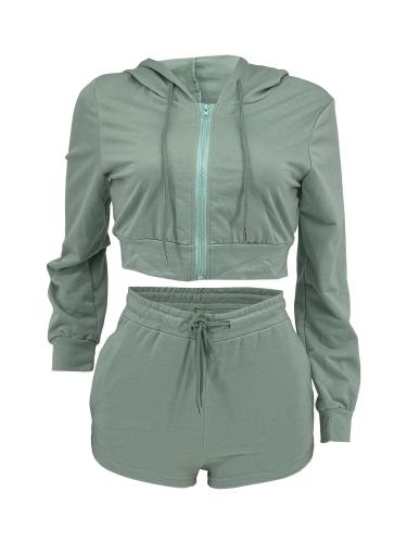 Hoodie solid color two-piece set