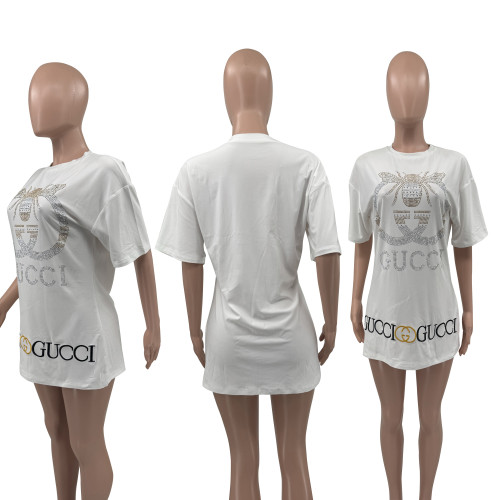 Loose rhinestone embroidered dress