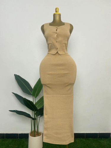 Women's knitted two-piece skirt set