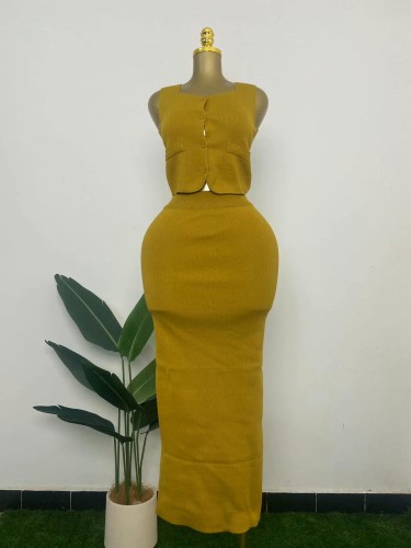 Women's knitted two-piece skirt set