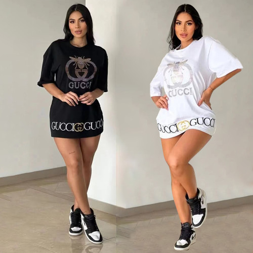 Loose rhinestone embroidered dress