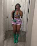 Elastic ruffled shorts set