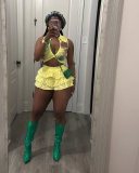 Elastic ruffled shorts set