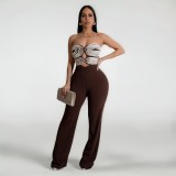 Handmade woven strapless and backless jumpsuit