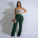 Handmade woven strapless and backless jumpsuit