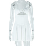 Sleeveless camisole lace up hollow dress