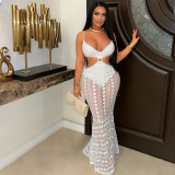 Strap V-neck lace see through hip hugging dress