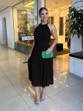 Sleeveless chiffon pleated waist dress