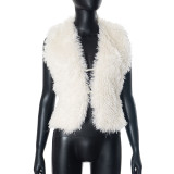 Big backless fur collar hanging neck vest top D24TP617