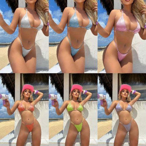 Split shiny bikini
