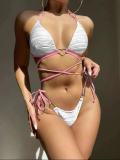 Love Drawstring Strap Hard Cup Bikini Swimsuit