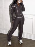 Zipper long sleeved fitness yoga set