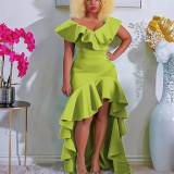 Solid color loose evening gown long skirt