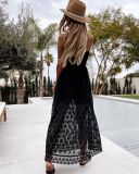 Hanging strap splicing jumpsuit with hollowed out jumpsuit