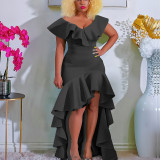 Solid color loose evening gown long skirt