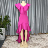 Solid color loose evening gown long skirt