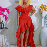Solid color loose evening gown long skirt