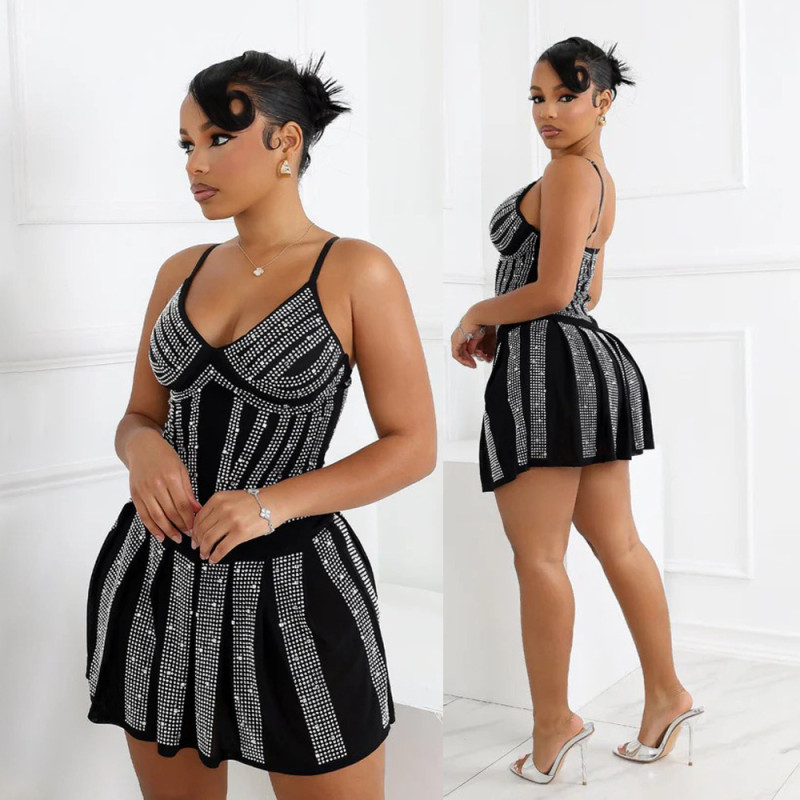 Fashionable Diamond Sexy Sleeveless Hip Bodycon Party Dress CY901833