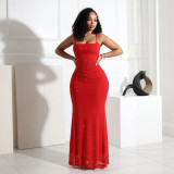 Sling, hot stamping, hip hugging long skirt CY901715