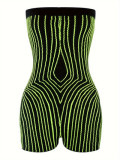 One neck strapless tight jumpsuit shorts