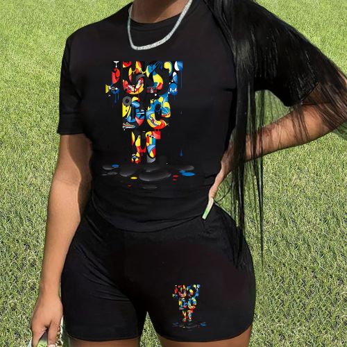 Printed two-piece short sleeved shorts set