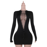 Wearing a tie up dress in front and back