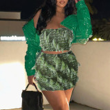 Backless and navel exposed mesh set