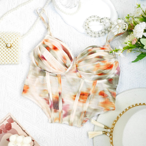 Fish bone corset French retro vest