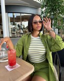 Long sleeved shirt shorts two-piece set
