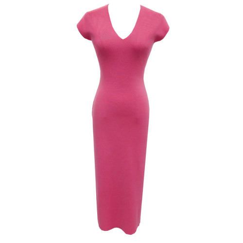 V-neck sleeve front shoulder cinched knit dress