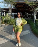 Long sleeved shirt shorts two-piece set