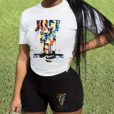 Printed two-piece short sleeved shorts set