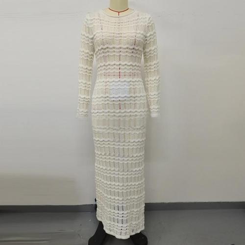 Hollow texture long sleeved dress
