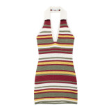 Tailored crochet short neck dress