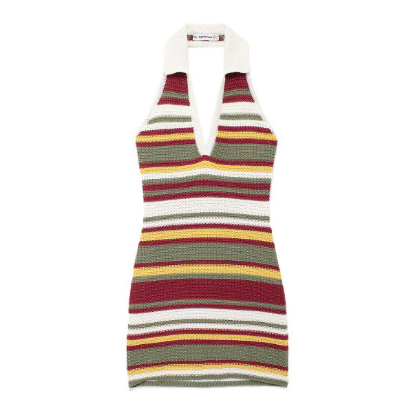 Tailored crochet short neck dress