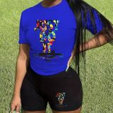 Printed two-piece short sleeved shorts set
