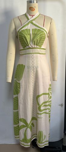 Slim fit neck tied long skirt
