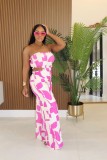 Skincare and drawstring printed wide leg jumpsuit