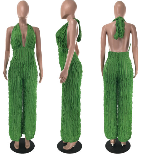 Wave patterned chest hugging high waisted jumpsuit
