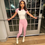 Color blocked yoga suit women's long pants long sleeved set