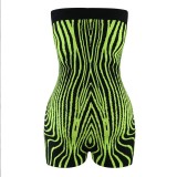 One neck strapless tight jumpsuit shorts