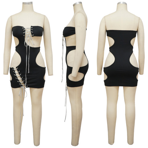 Sleeveless Strap Irregular Solid Color Dress