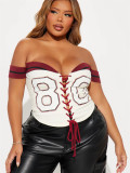 Printed lace up vest top