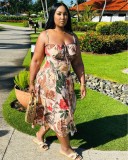 Split printed camisole dress