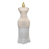 Striped Knitted Shirt+Long Sleeveless Dress with Mushroom Edge Set