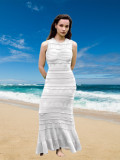 Striped Knitted Shirt+Long Sleeveless Dress with Mushroom Edge Set