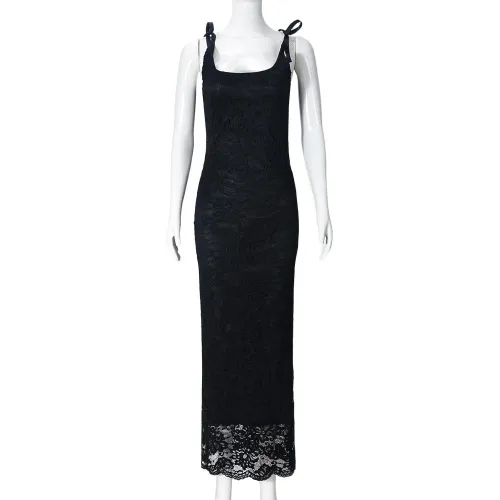 Strap butterfly condensation back lace double-layer jumpsuit long skirt