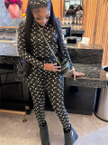 Moon print base top and pants set