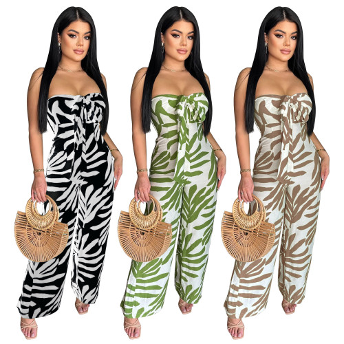 Embracing printed chest hugging collar slim fit jumpsuit